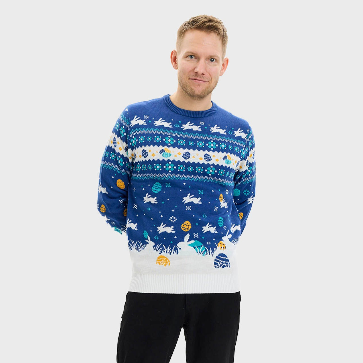 Den Cute Påskesweater Blå - Herre